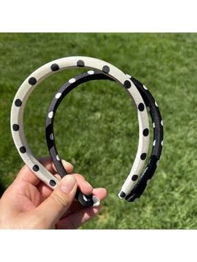 2 Black & white polka dot headbands